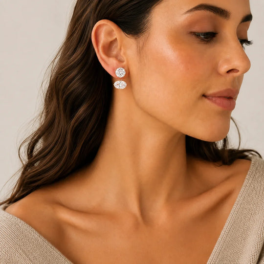 Brinco Ear Jacket Virginia 2 em 1 Banho Ouro 18k – foto 1 | Selet Joias