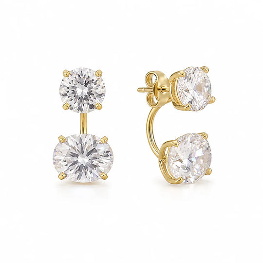 Brinco Ear Jacket Virginia 2 em 1 Banho Ouro 18k – foto 2 | Selet Joias