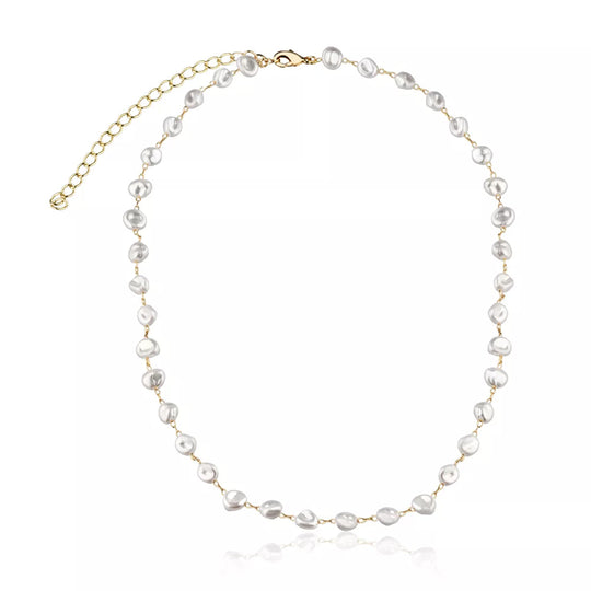 Colar pérolas barrocas banho ouro 18k com design atemporal