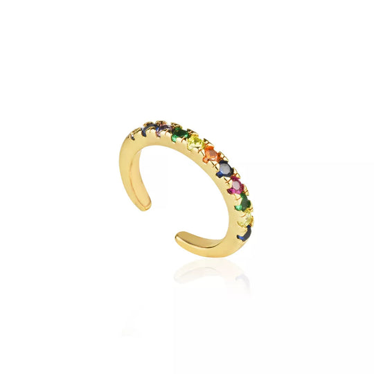 Anel ajustável colorido com banho de ouro 18k da Selet Joias
