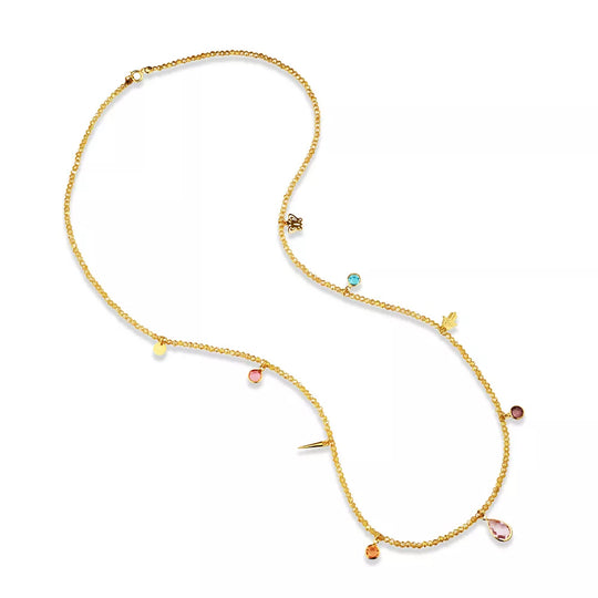 Colar cristais champagne pingentes banho ouro 18k fundo branco