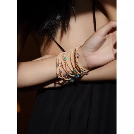 Pulseira Cristais Rosê Banho Ouro 18k – foto 2 | Selet Joias