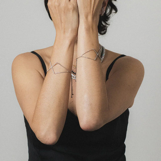 Pulseira X Zircônias Banho Ródio ou Ouro 18k – foto 5 | Selet Joias