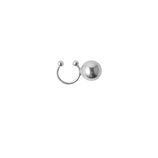 Brinco Piercing Bola Lisa banho ródio branco, argola fake minimalista com bola polida