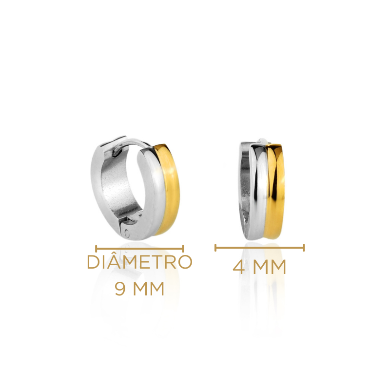 Brinco Argola Mix sendo usado na orelha, mostrando o design moderno