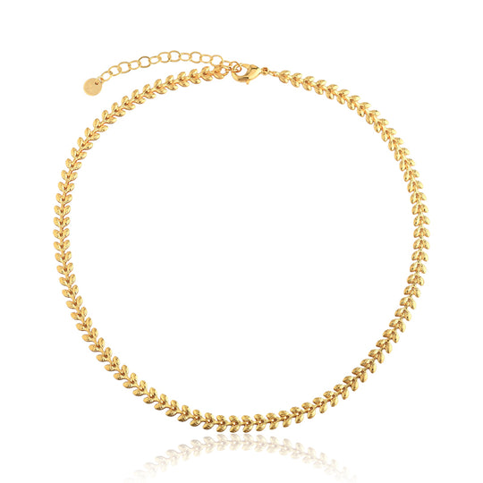 Colar folhas em banho de ouro 18k ou ródio branco, design delicado inspirado na natureza