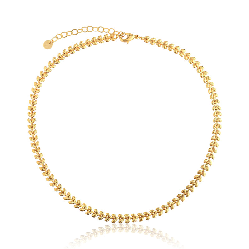 Colar folhas em banho de ouro 18k ou ródio branco, design delicado inspirado na natureza