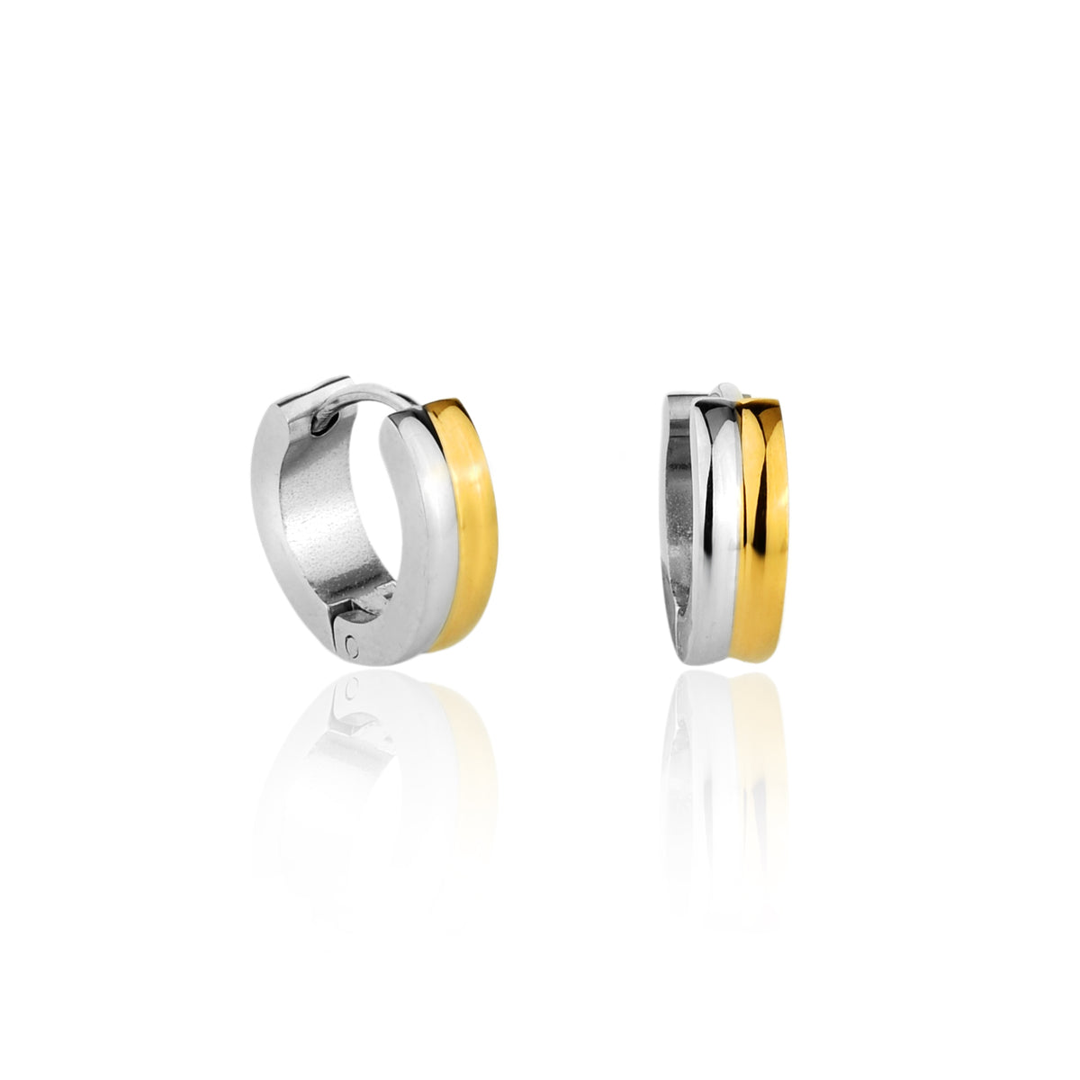 Brinco Argola Mix Banho Ouro 18k e Ródio Branco em fundo neutro