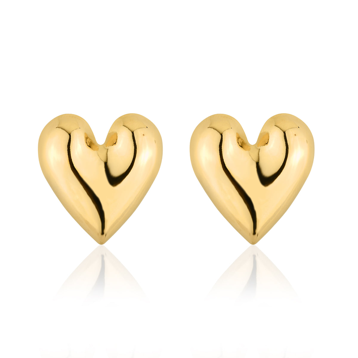 Brinco coração banho ouro 18k com design romântico e delicado