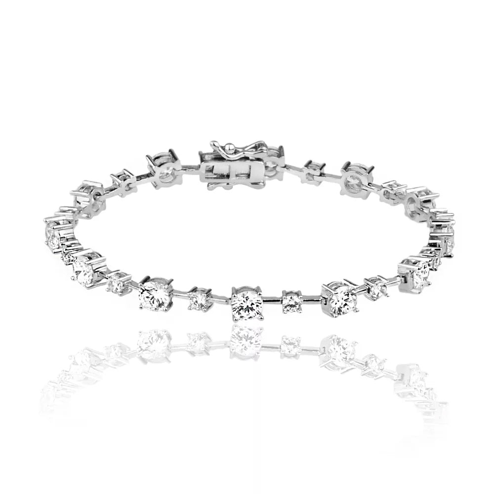 Pulseira Riviera Brilho banho ródio branco com pedras cravejadas