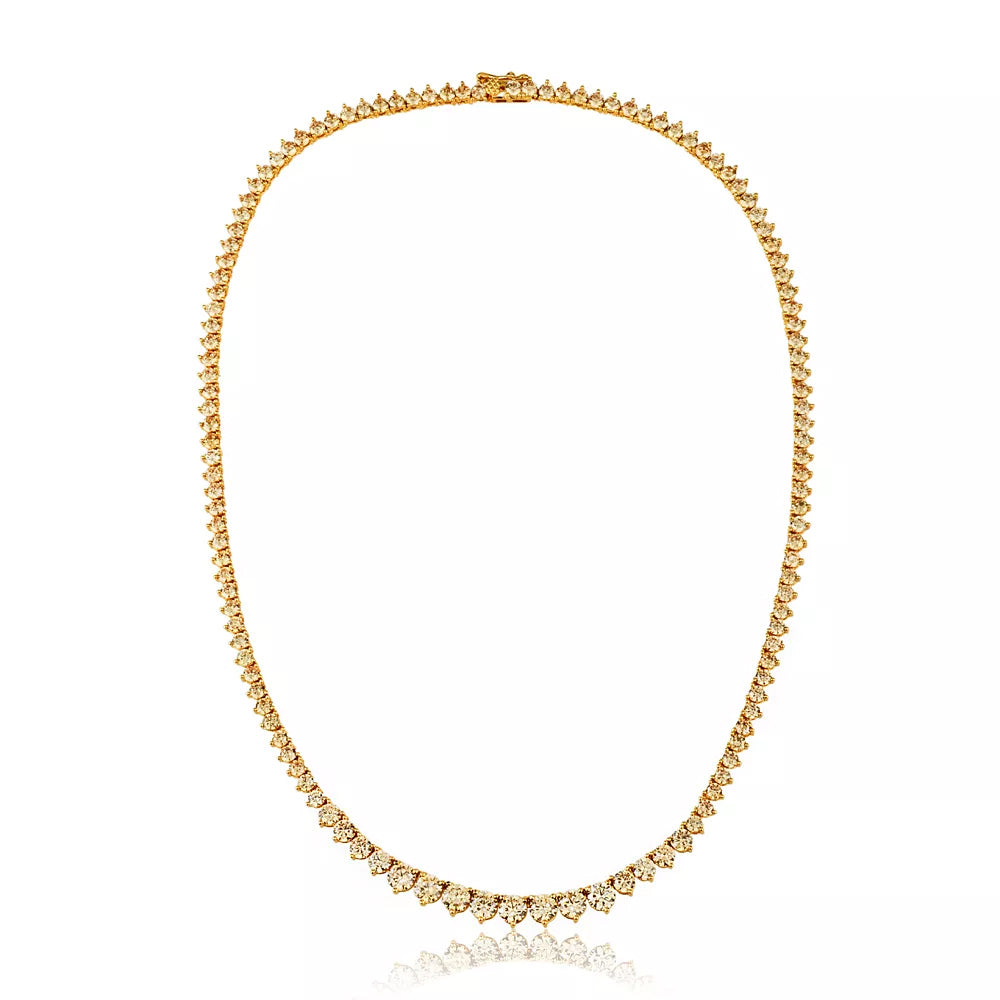 Colar Riviera Champagne Banho Ouro 18k com pedras cravadas em sequência
