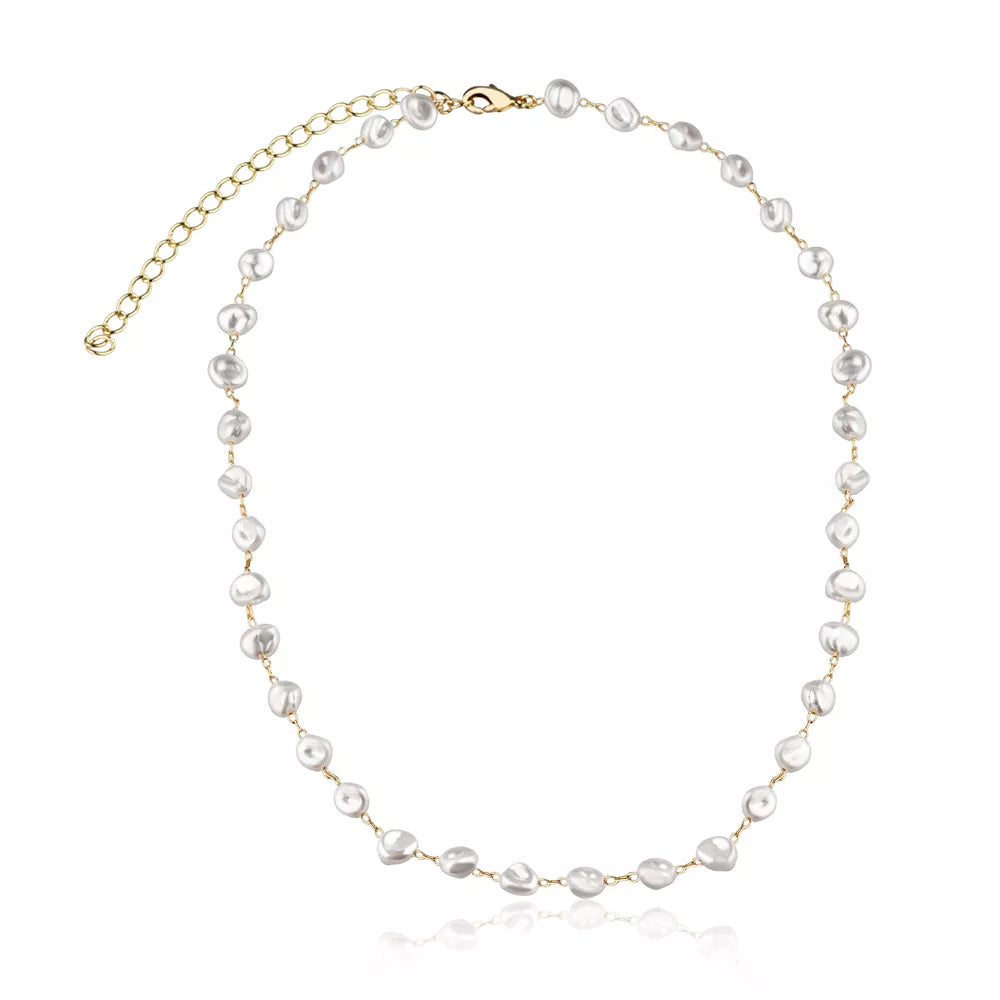 Colar pérolas barrocas banho ouro 18k com design atemporal
