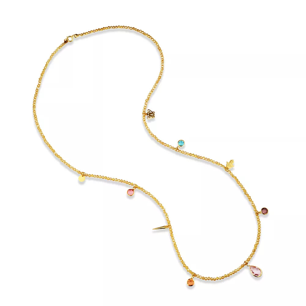 Colar cristais champagne pingentes banho ouro 18k fundo branco