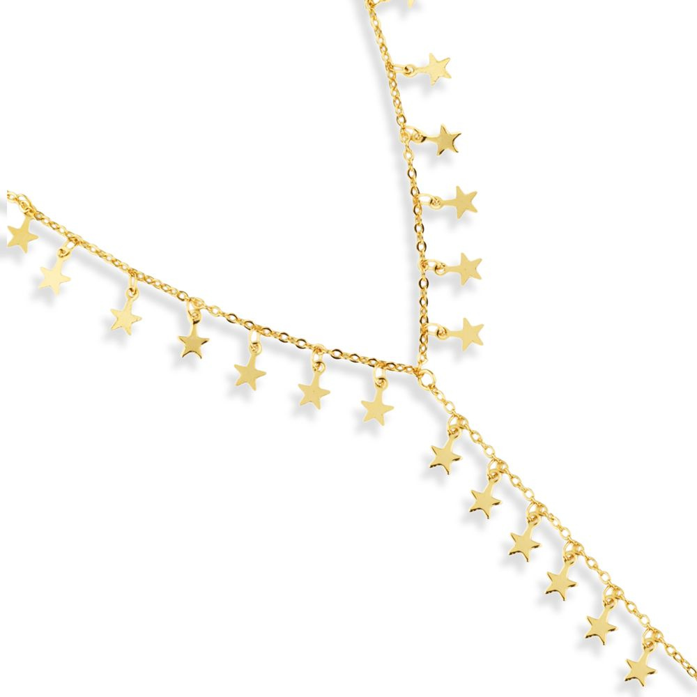 Corrente Estrelas banho ouro 18k com detalhes delicados