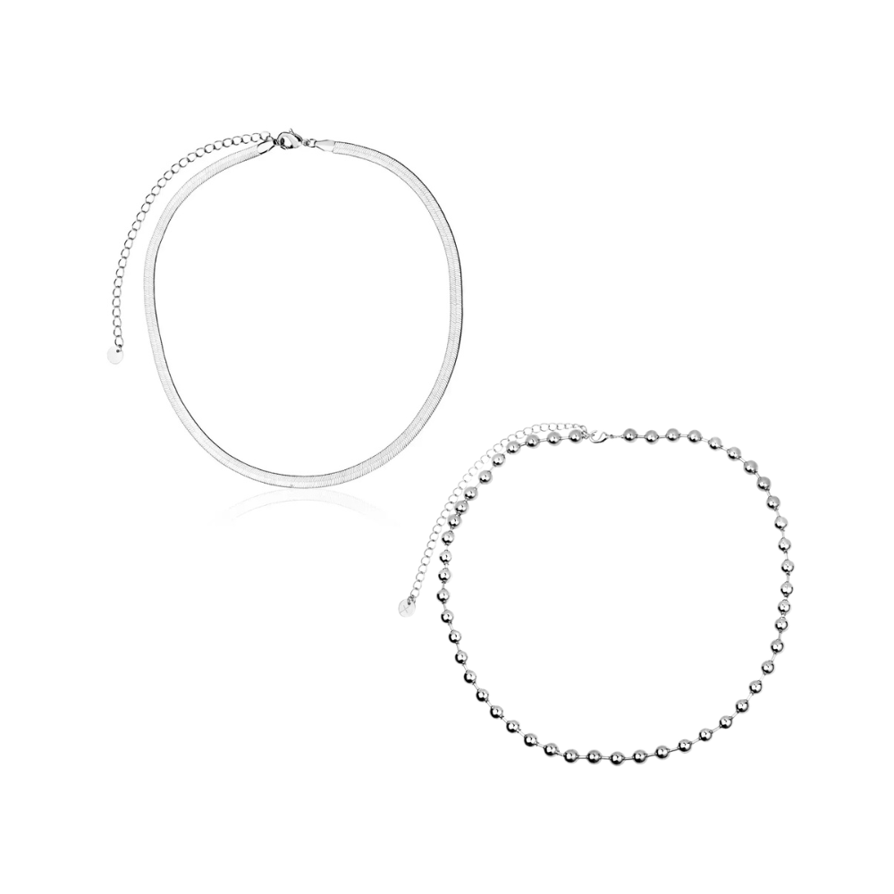 KIT COLAR MALHA + COLAR BOLA RÓDIO BRANCO