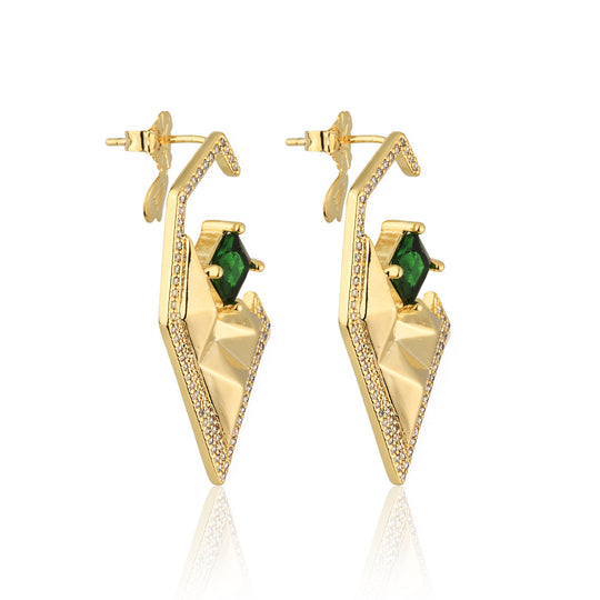 Brinco Abstrato Verde Banho Ouro 18k, foto 2