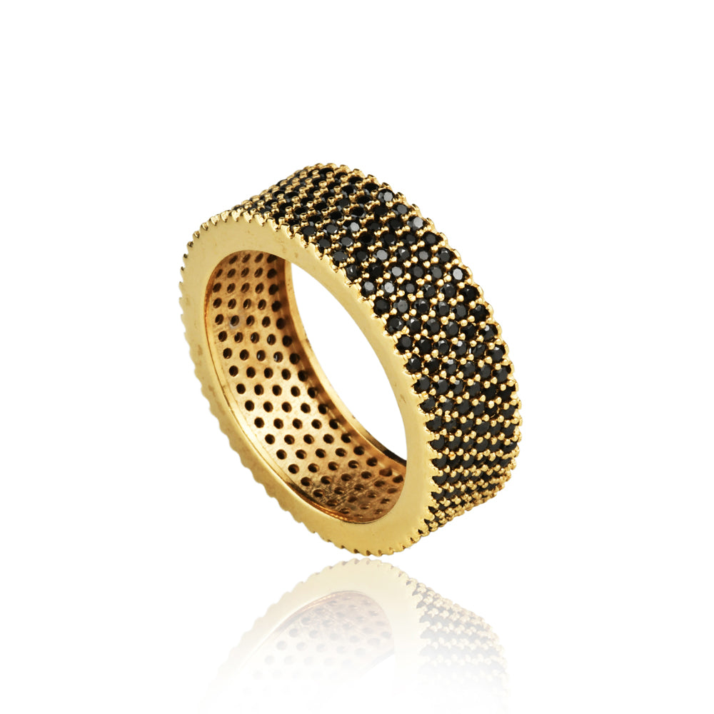 Anel Brilho Cravejado com zircônias e banho de ouro 18k