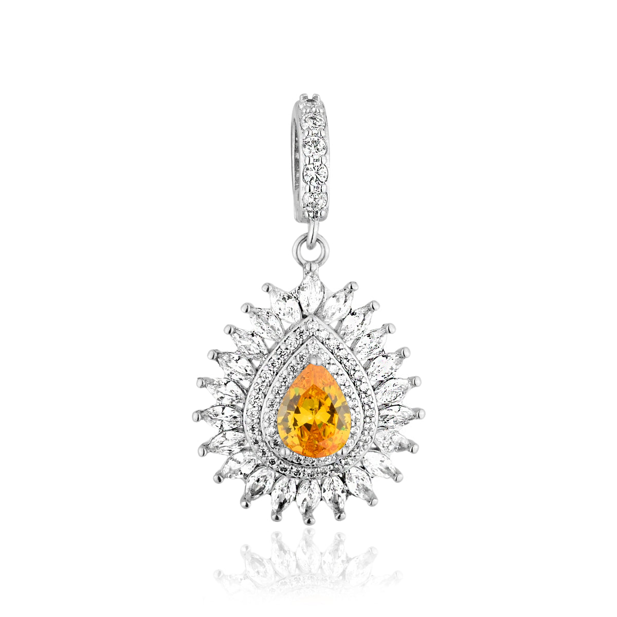 Pingente zircônia central amarela banho ouro 18k da Selet Joias