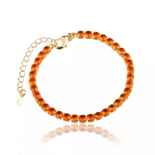 Pulseira riviera laranja banho ouro 18k com pedras vibrantes