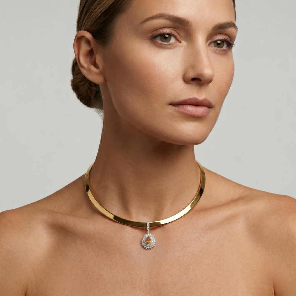 KIT CHOKER CLEÓPATRA OURO + PINGENTE AMARELO
