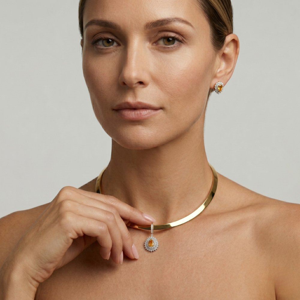 KIT CHOKER CLEÓPATRA OURO + PINGENTE AMARELO