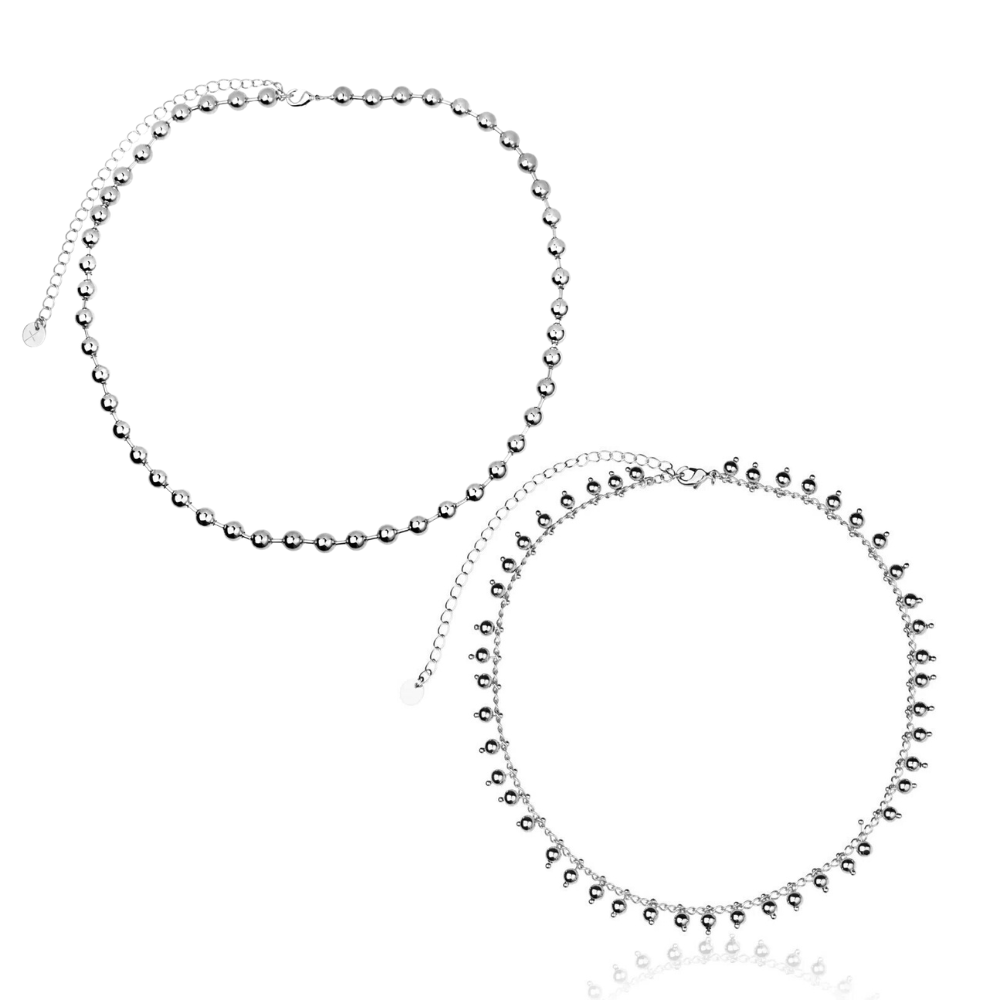 KIT COLAR BOLA + COLAR BOLINHA RÓDIO BRANCO