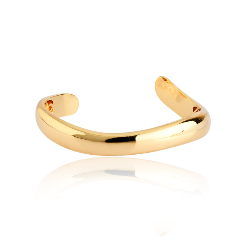 Bracelete curvas banho ouro 18k com design orgânico e ajustável