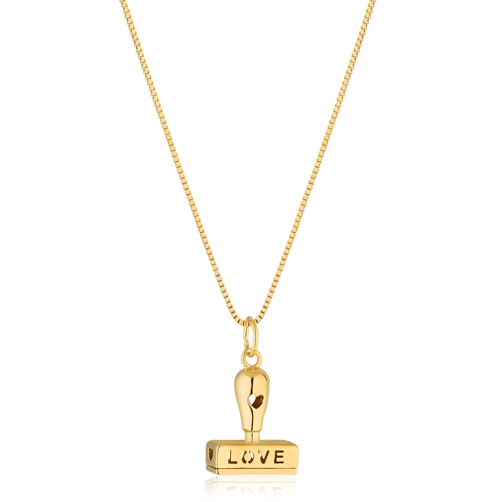 COLAR CARIMBO LOVE BANHO OURO