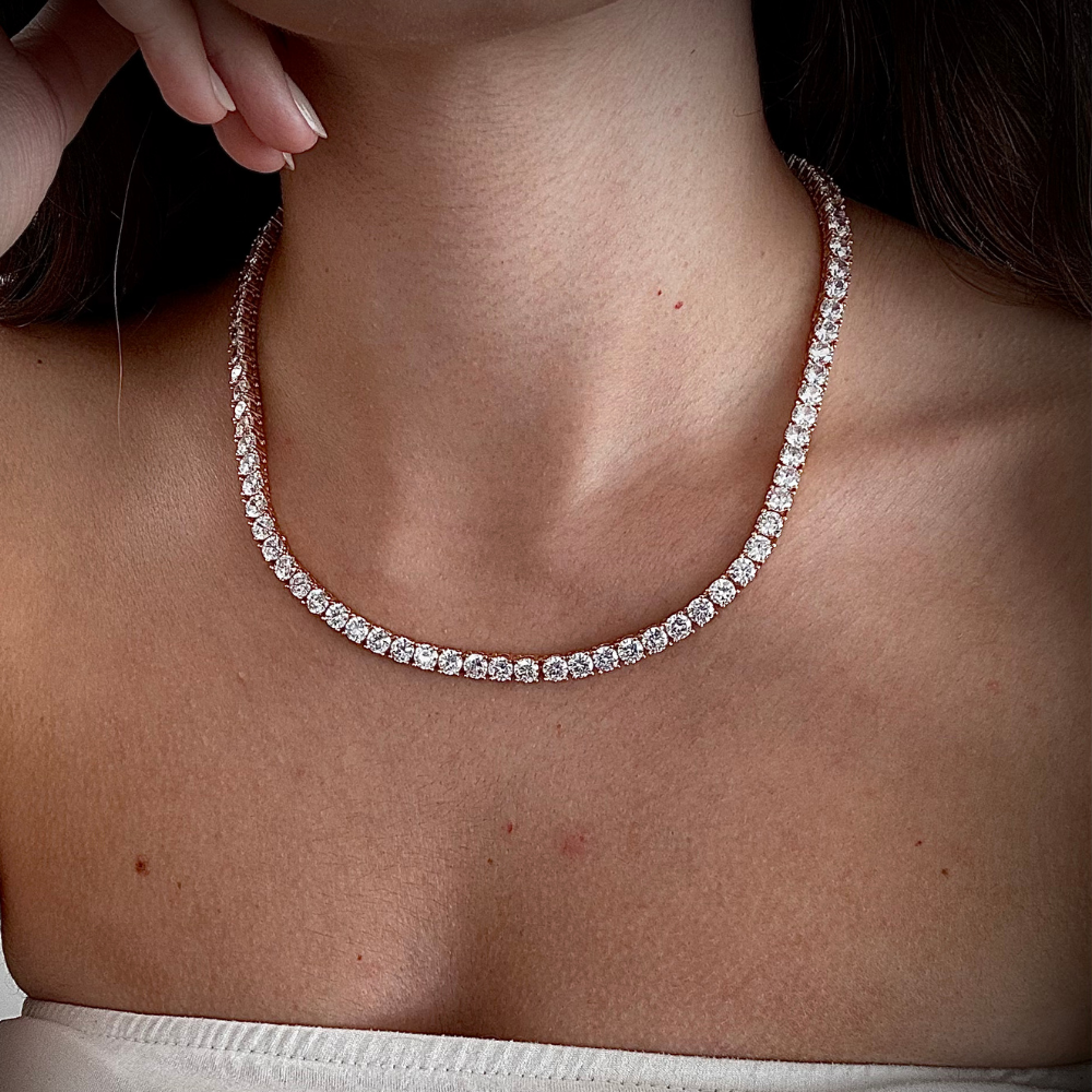 COLAR RIVIERA 4 PONTAS BANHO RÓDIO BRANCO OU OURO 18K