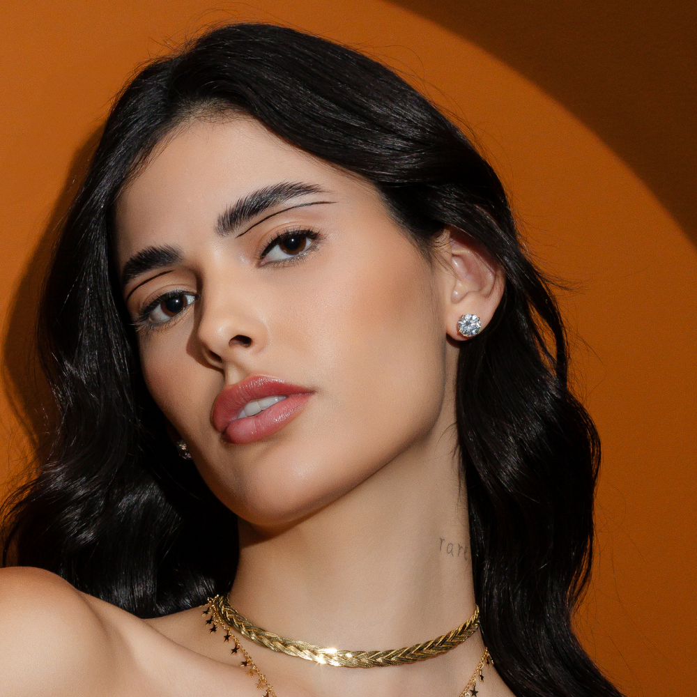 BRINCO SOLITÁRIO BANHO OURO 18K 10 MM