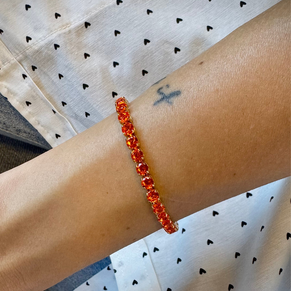 PULSEIRA RIVIERA LARANJA BANHO OURO 18K