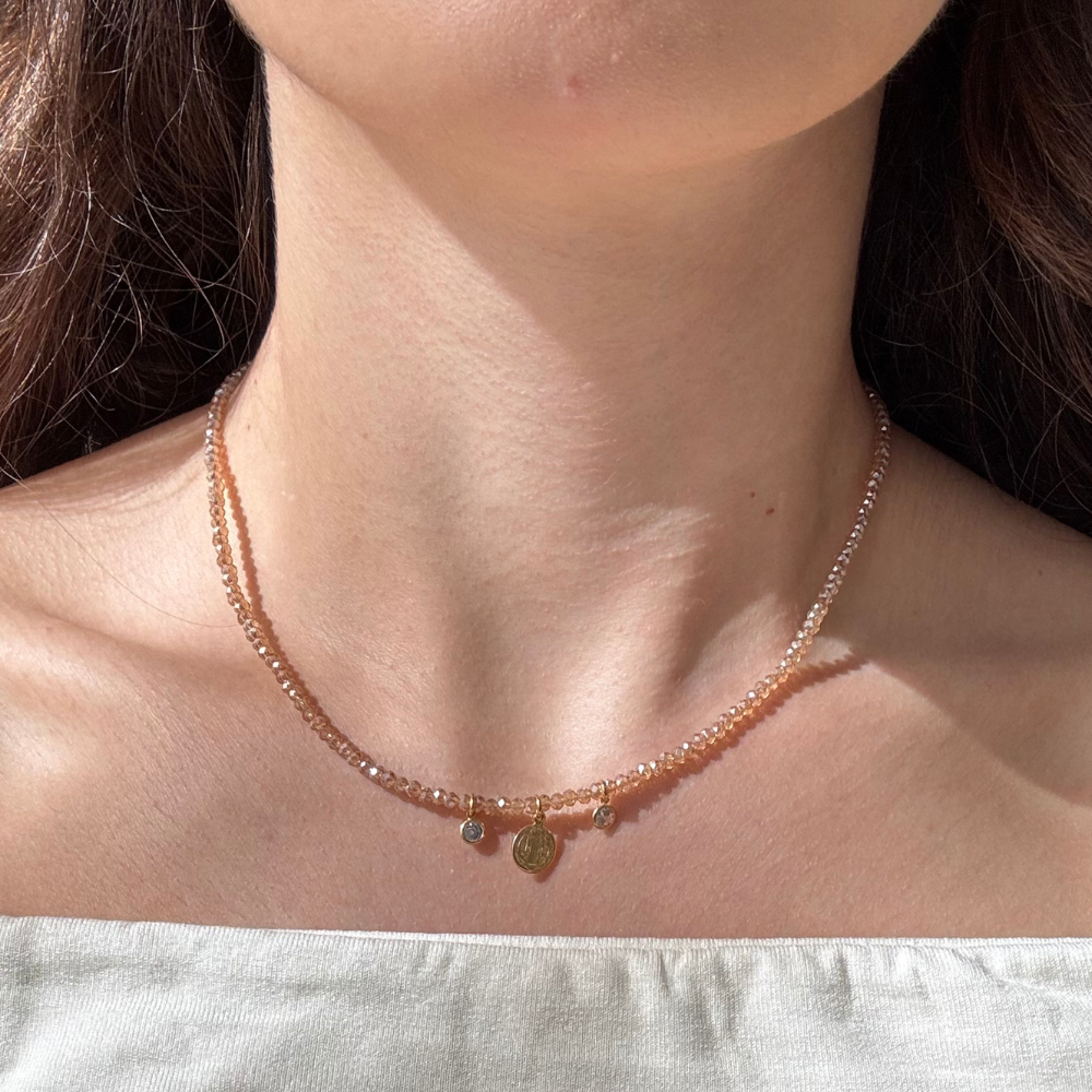 COLAR CRISTAIS CHAMPAGNE