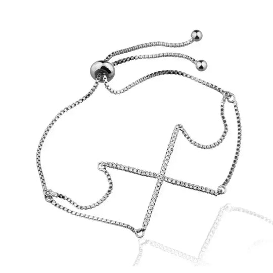 Pulseira X Zircônias Banho Ródio ou Ouro 18k – foto 2 | Selet Joias