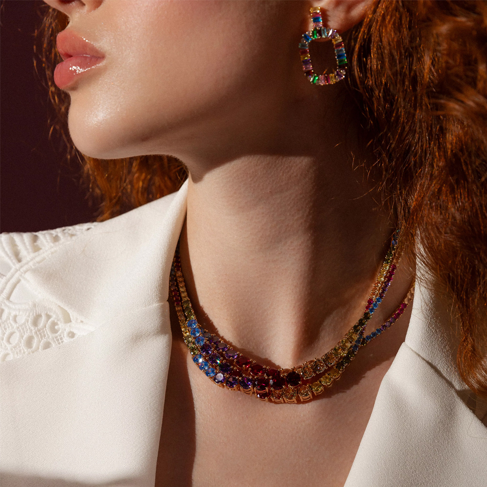 COLAR RIVIERA COLORIDA OURO 18K