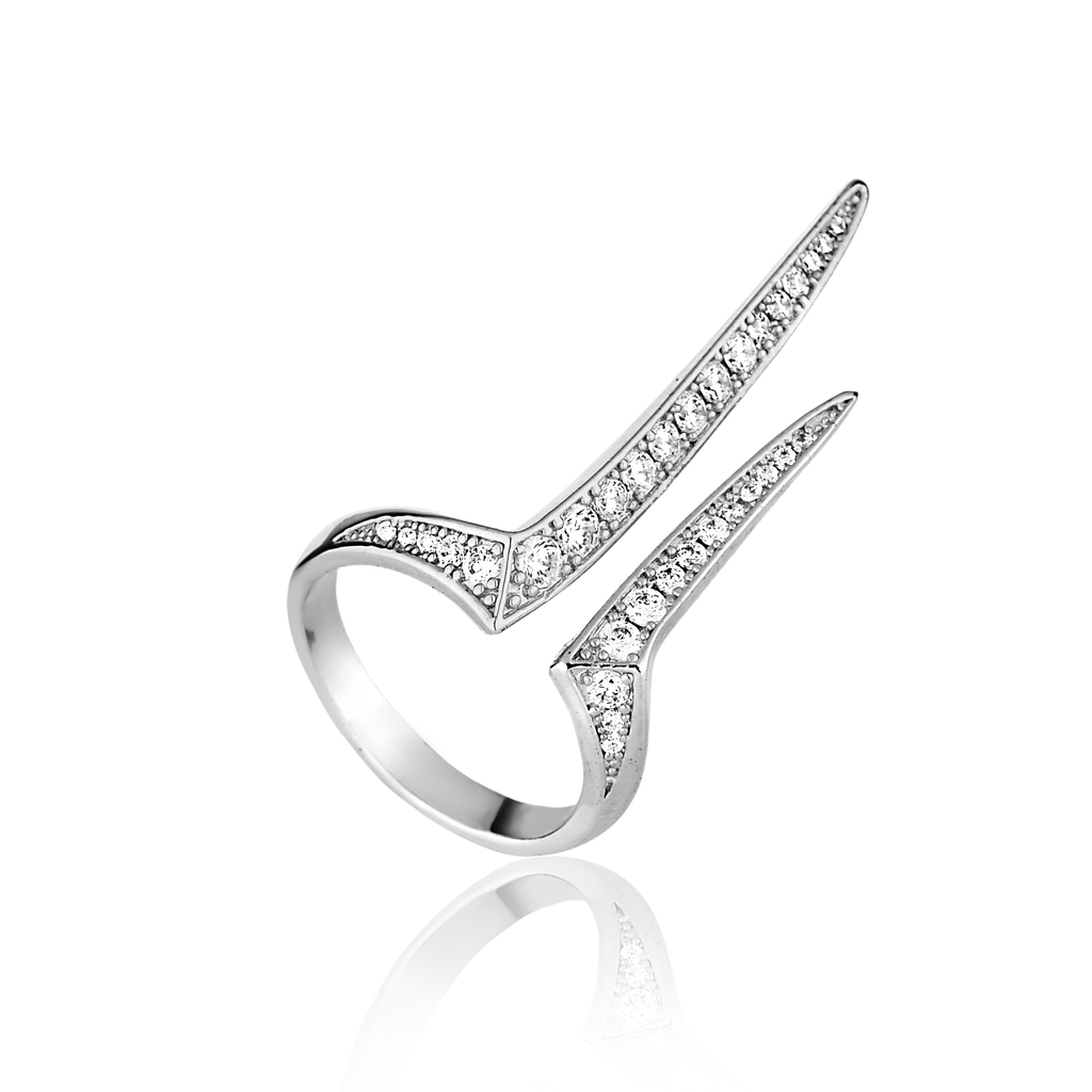 ANEL AJUSTÁVEL GARRA ZIRCÔNIA BANHO RÓDIO