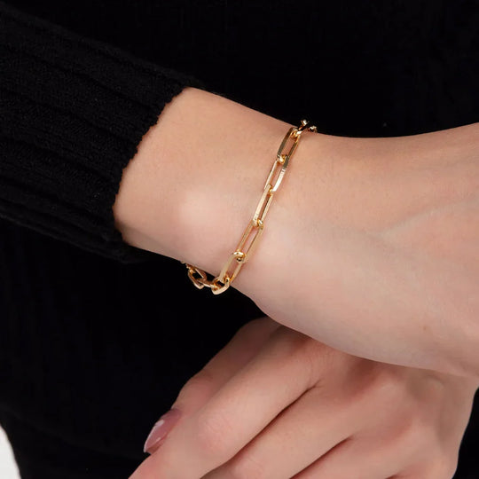 Pulseira Elos Largos Banho Ródio ou Ouro 18k – foto 2 | Selet Joias