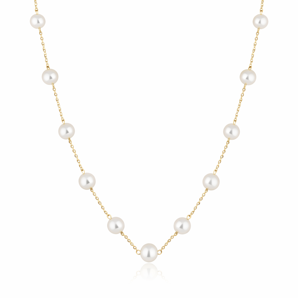 COLAR COM PÉROLAS BANHO OURO