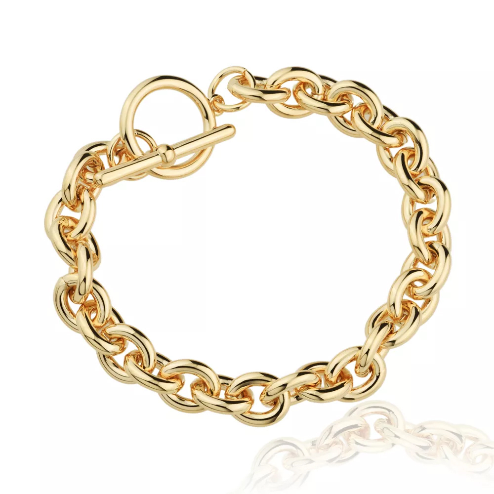 PULSEIRA ELOS BANHO RÓDIO BRANCO E OURO 18K