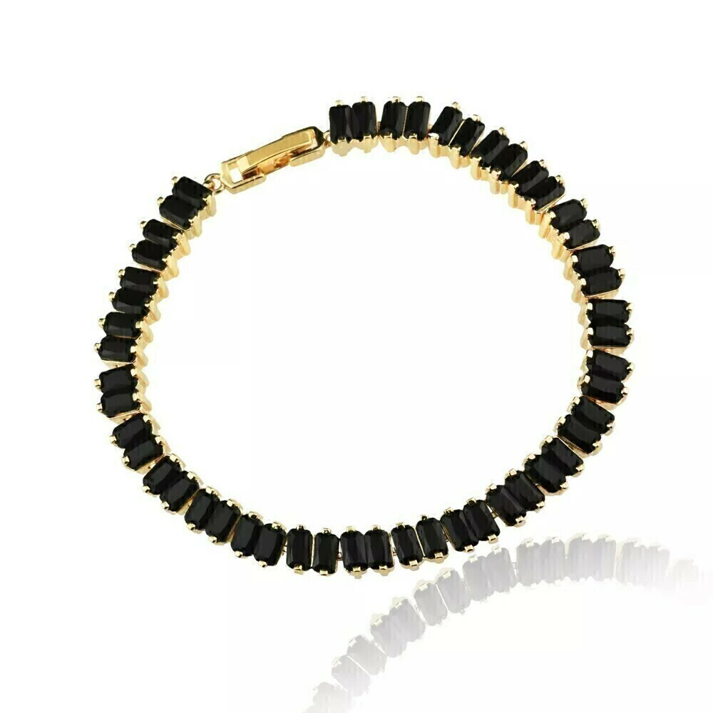 PULSEIRA ZIRCÔNIA BAGUETE COLORIDA BANHO OURO 18K