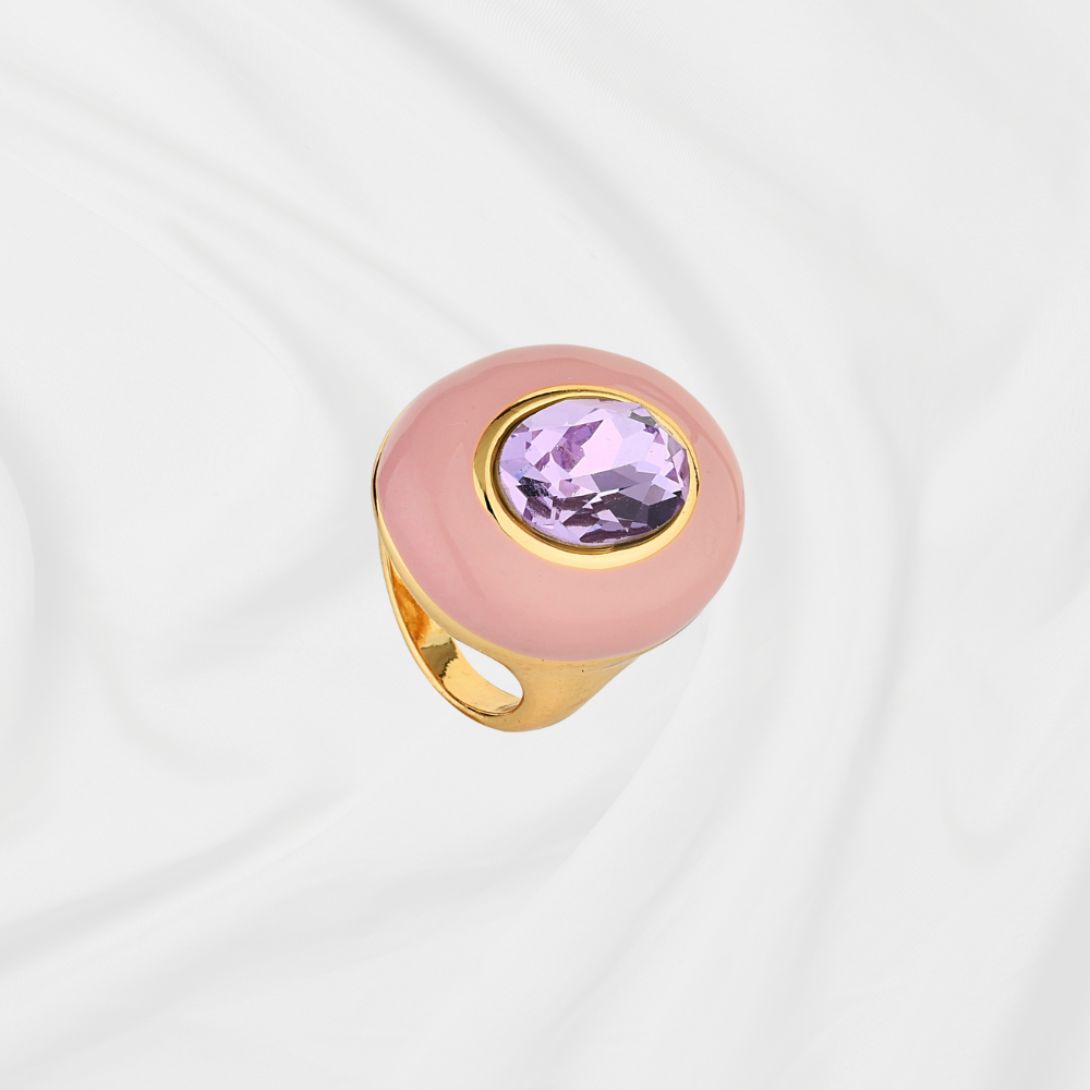 ANEL MAX ESMALTADO ROSA DOURADO