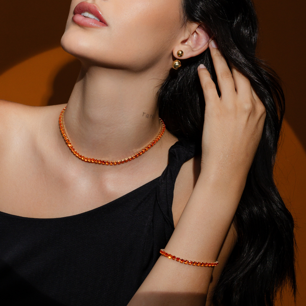 COLAR RIVIERA LARANJA BANHO OURO 18K