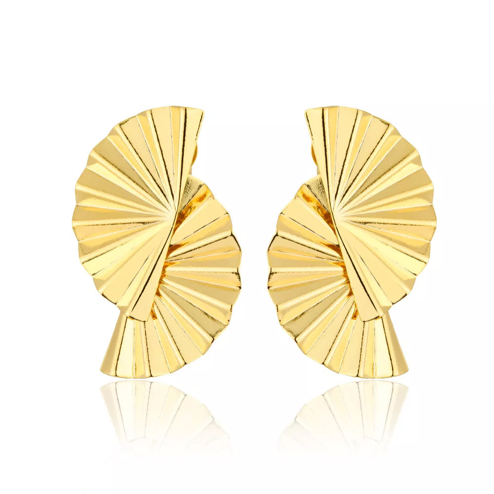 BRINCO LEQUE BANHO OURO 18K