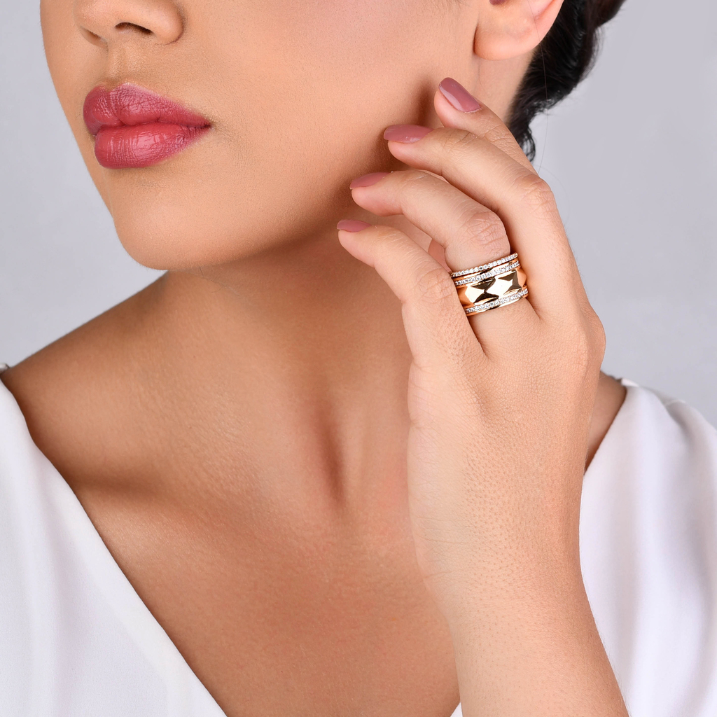 ANEL TRIO ZIRCÔNIA BANHO OURO