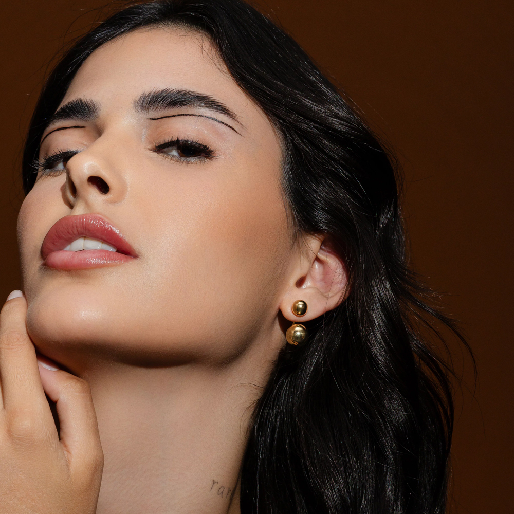 BRINCO BOLA BANHO OURO 18K