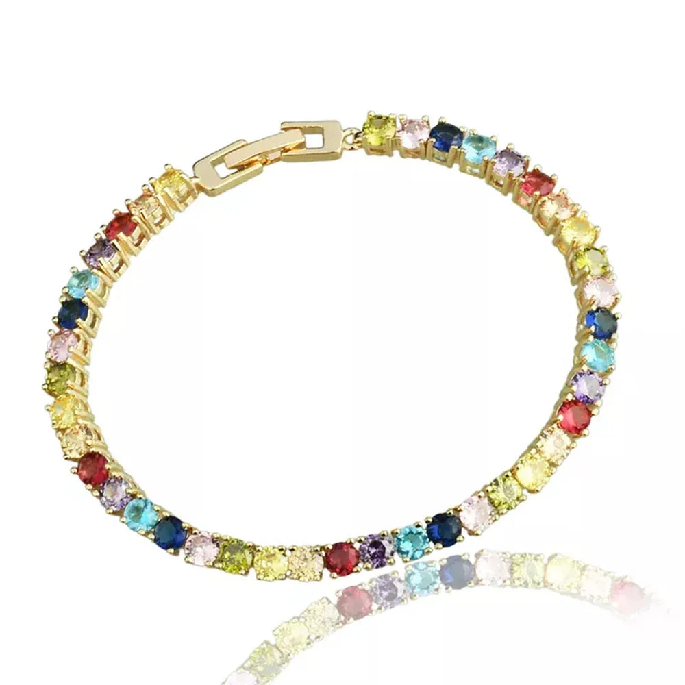 PULSEIRA RIVIERA COLORIDA BANHO OURO 18K