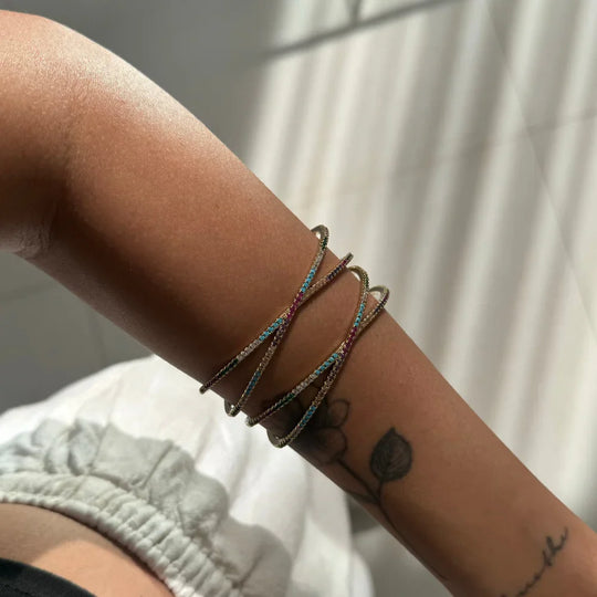Bracelete X Colorido Banho Ouro 18k – foto 2 | Selet Joias