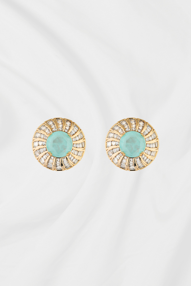 BRINCO CIRCULAR ZIRCÔNIA CENTRAL AZUL OURO 18K