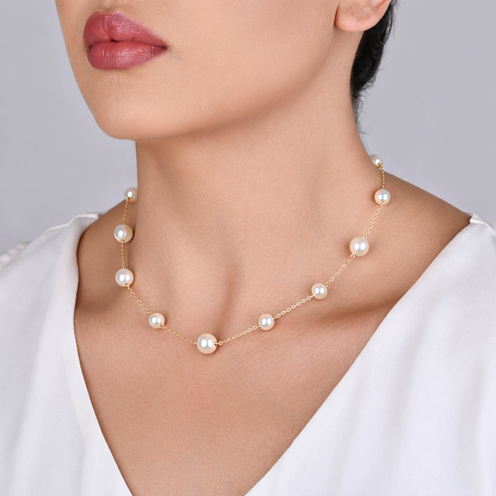 COLAR COM PÉROLAS BANHO OURO