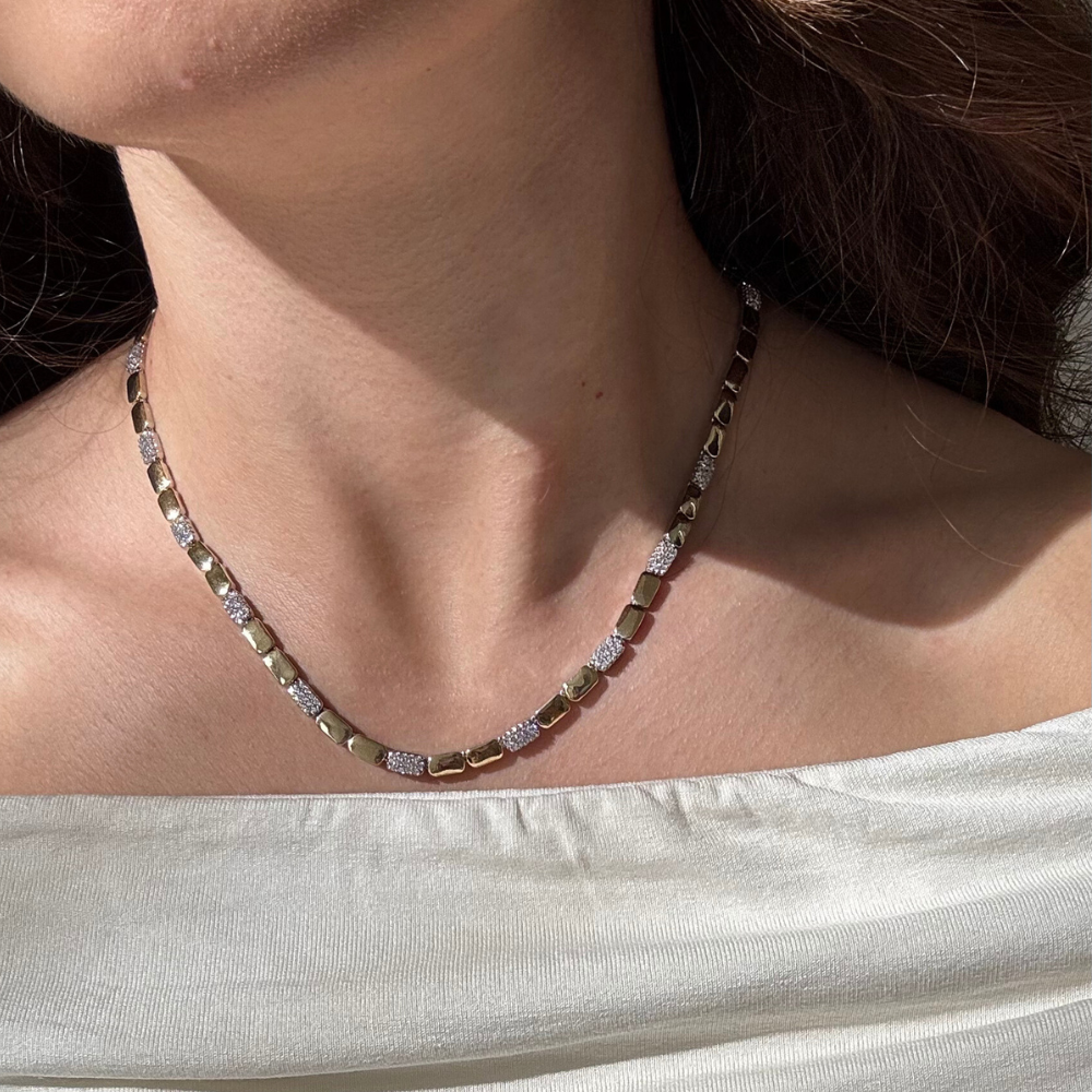 COLAR BICOLOR MICRO ZIRCÔNIAS