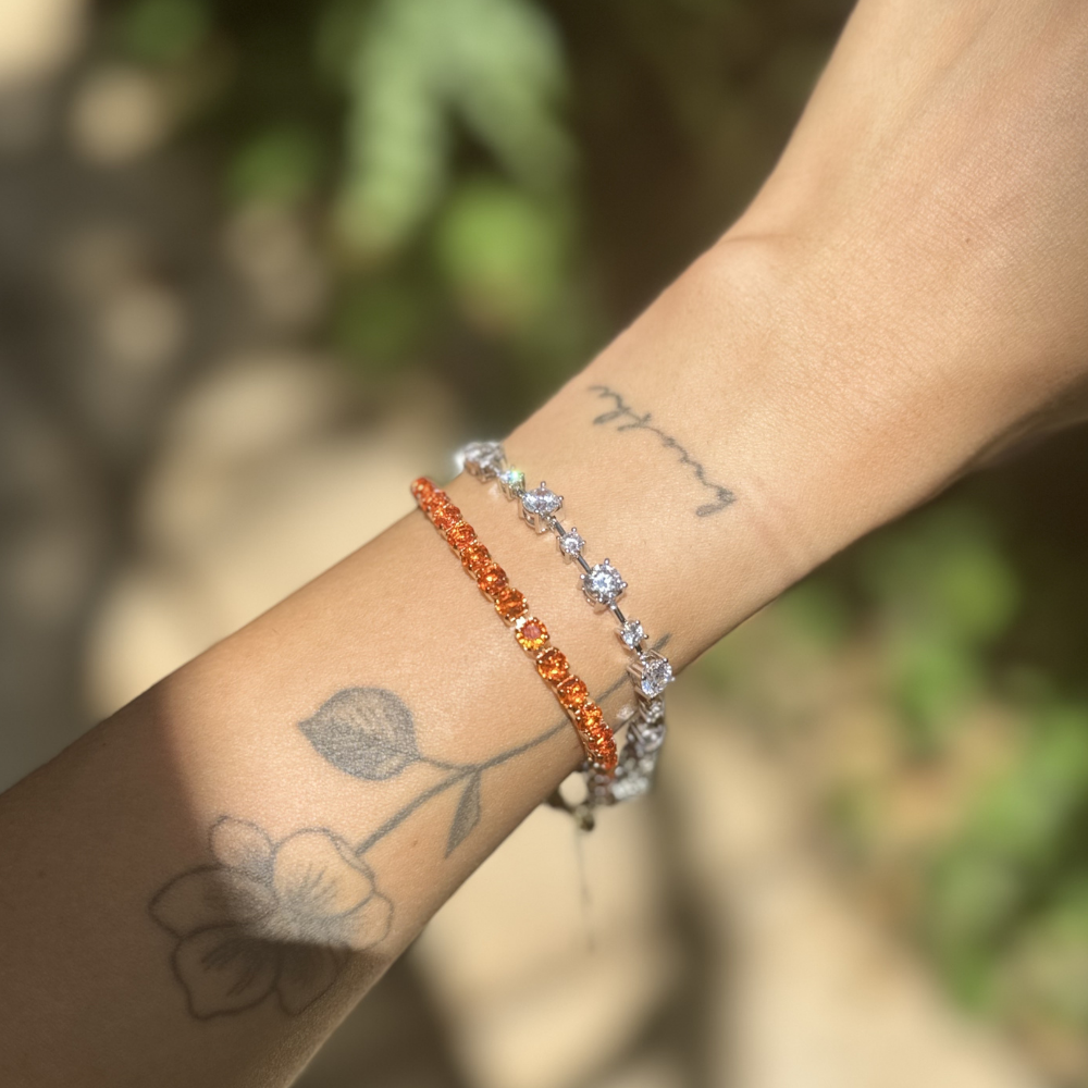 PULSEIRA RIVIERA LARANJA BANHO OURO 18K